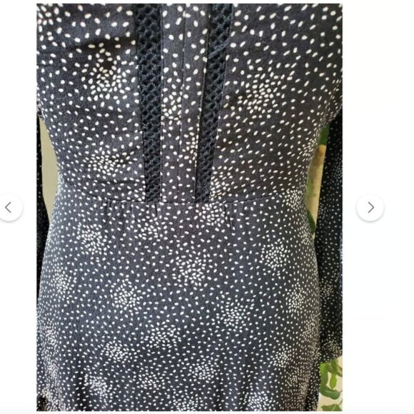 Loft Women's Black & White Rayon Mock Neck Long Sleeve Knee Length Dress 6 NWT - Picture 6 of 13